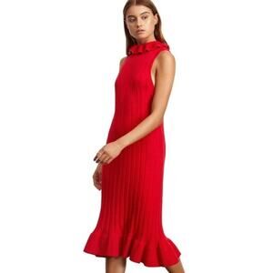 Elliatt Pomodoro Sleeveless Sweater Dress Red Large Turtleneck Ruffle Hem